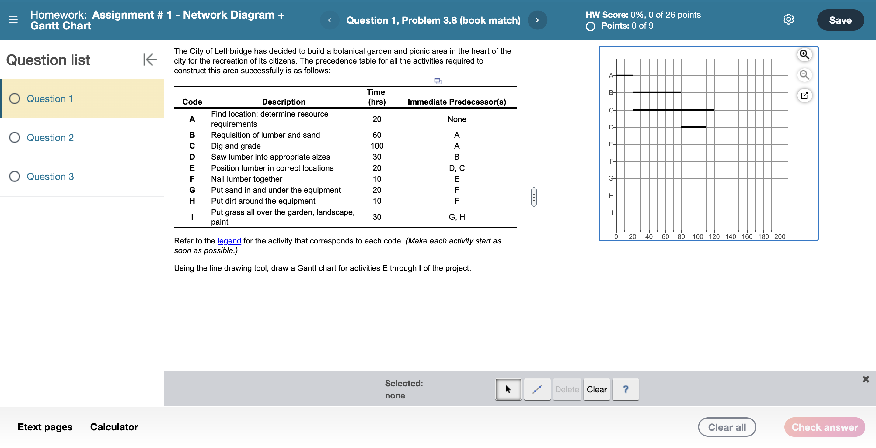 Please help me to draw this Grantt chart for