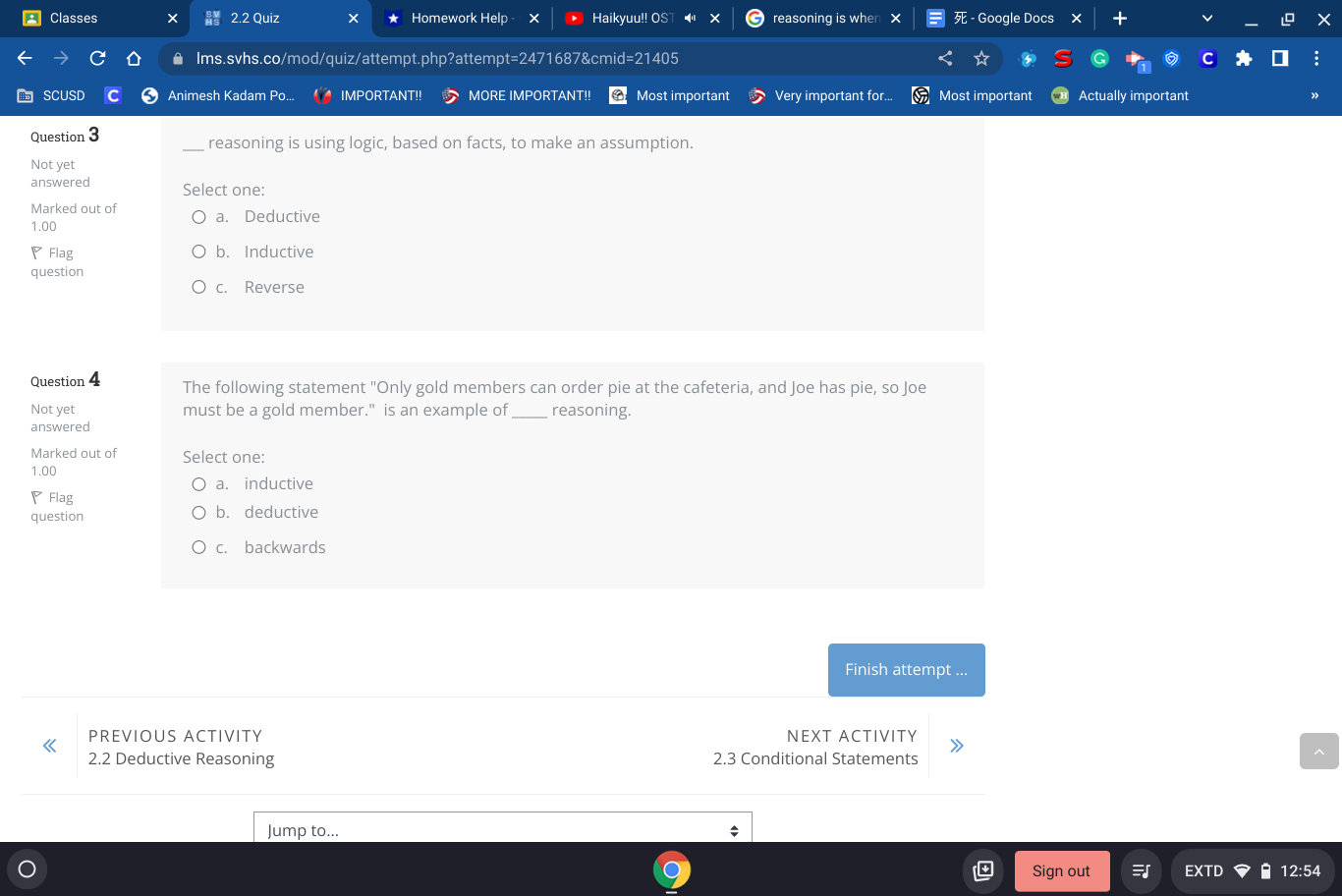 SIUCUN VALLEY HIGH SCHOOL\" Question 1 Not yet