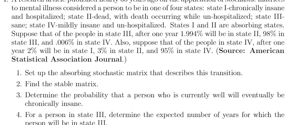 to mental illness considered a person to be in