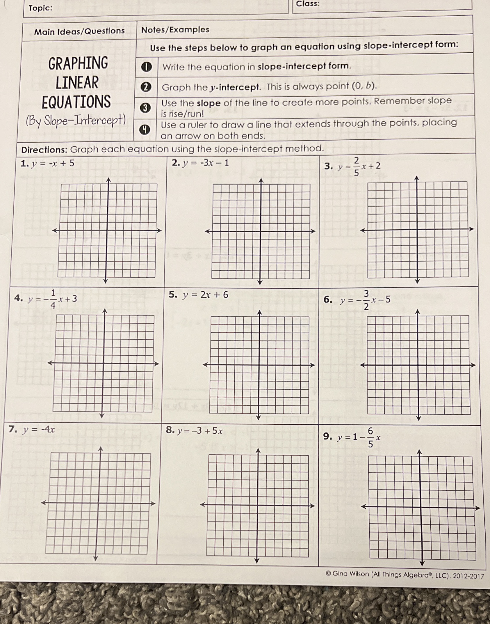 I Topic: | b Main Ideas/Questions Notes/Examples