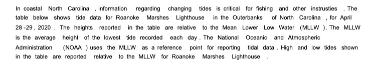 In coastal North Carolina , information regarding