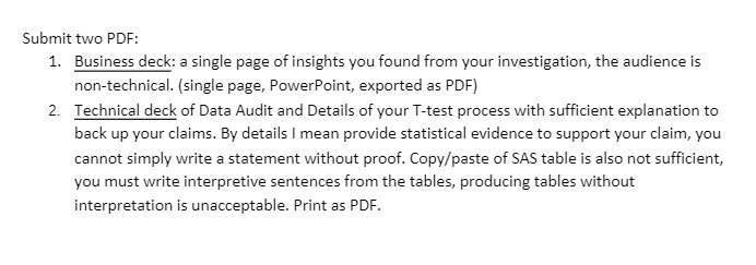 Submit two PDF: 1. Business deck: a single page