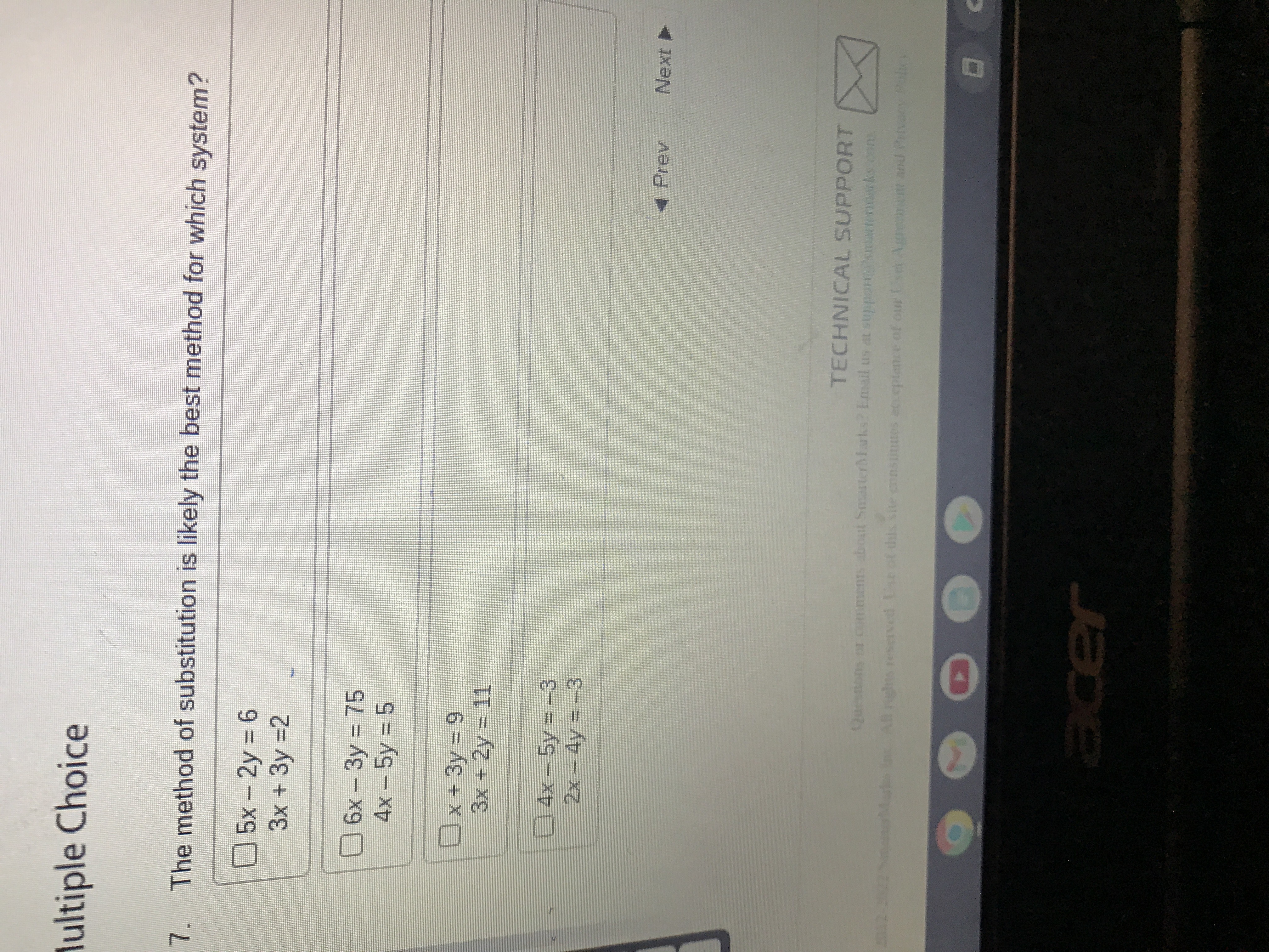lultiple Choice 7. The method of substitution is
