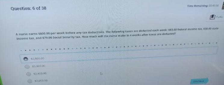 Question: 6 of 38 Time Remaining 08-43 56 FLAG A