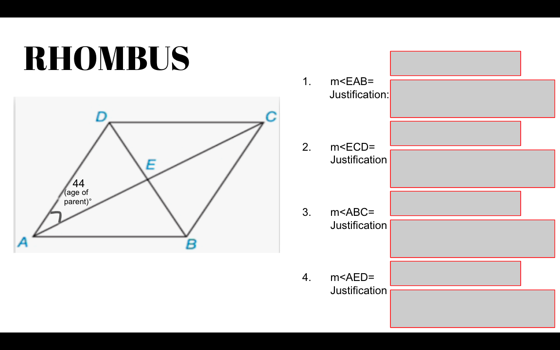 Answer the questions? PARALLELOGRAM B C Use the m