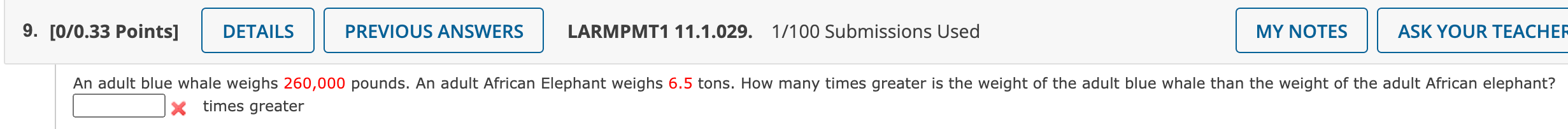 11. [-/0.33 Points] DETAILS LARMPMT1 10.4.014.