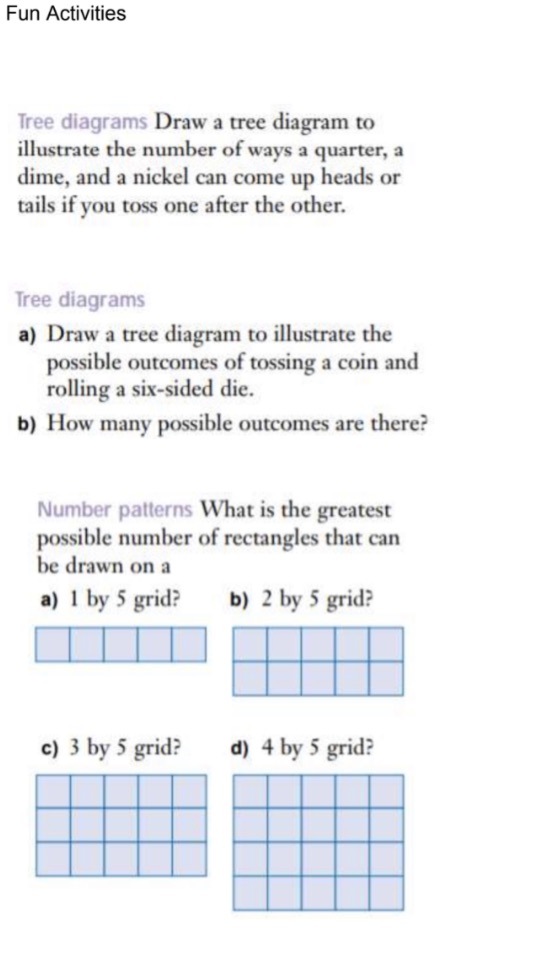 Fun Activities Tree diagrams Draw a tree diagram