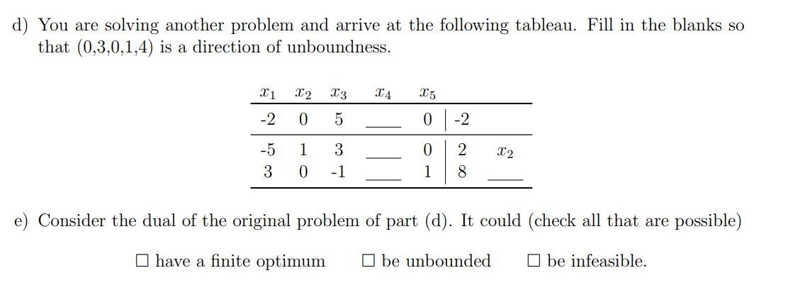 d) You are solving another problem and arrive at
