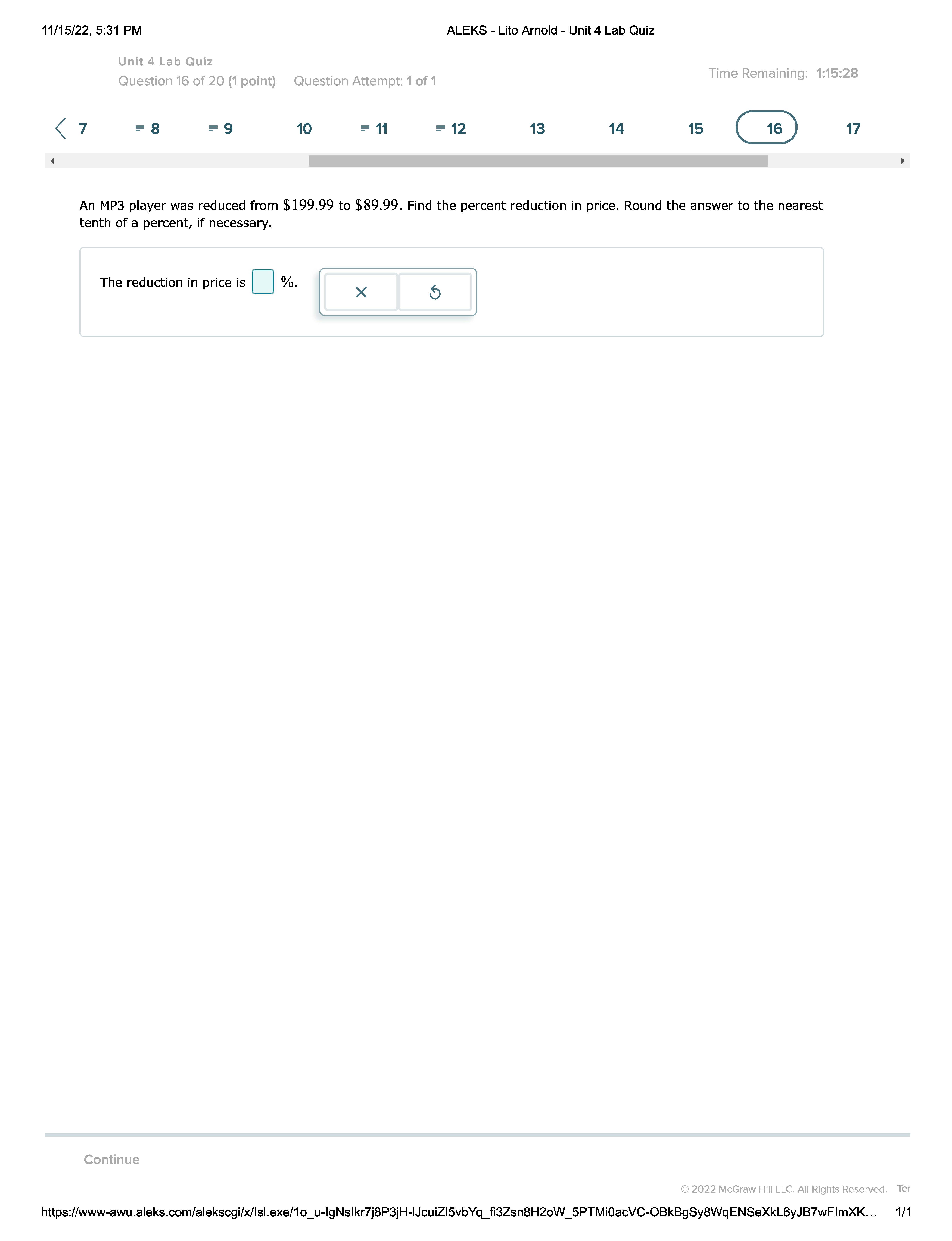 11/15/22, 5:31 PM ALEKS - Lito Arnold - Unit 4