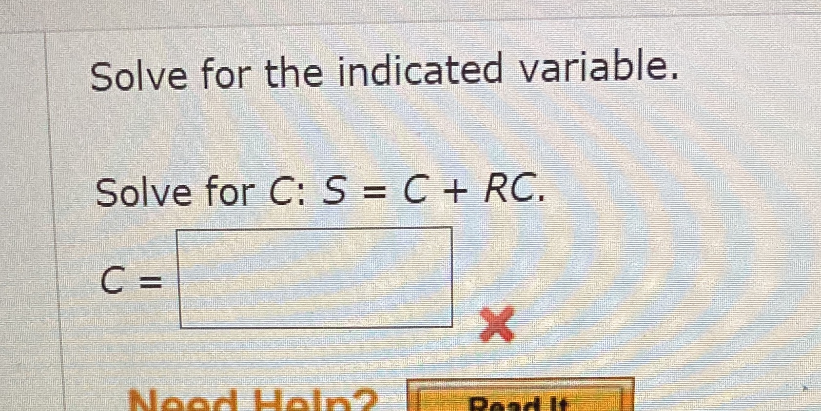 Please show work so I can learn :) Solve for the