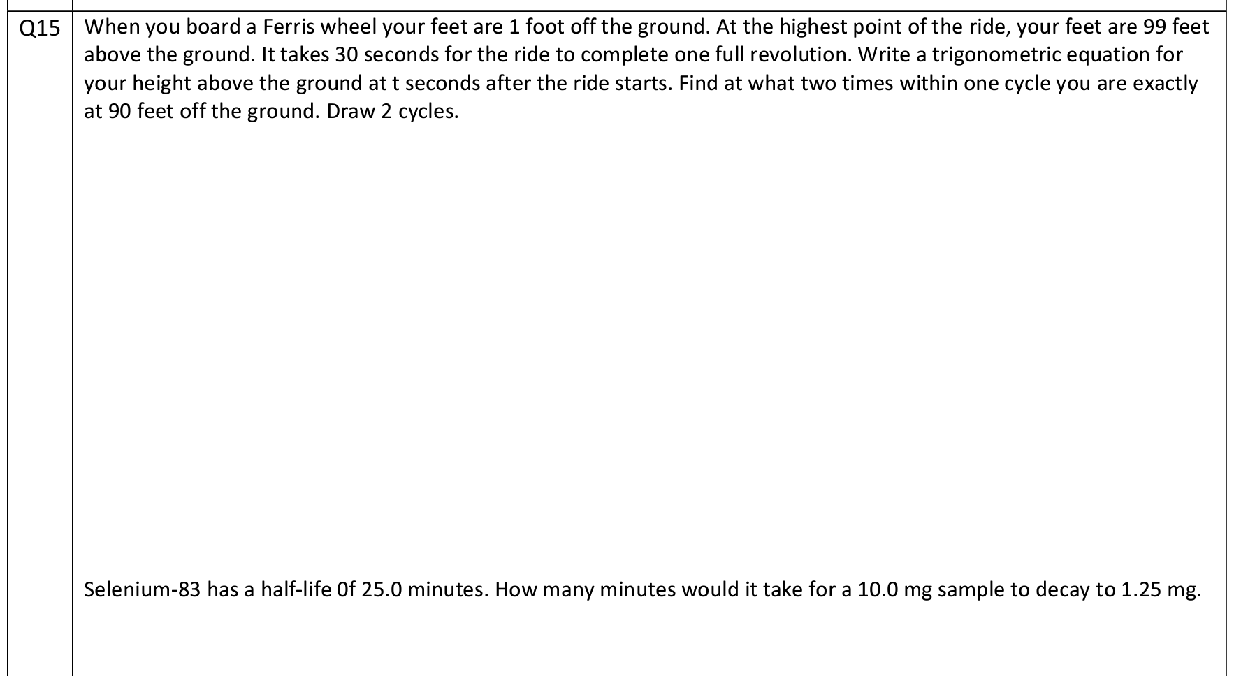 Show full work please and follow the questions