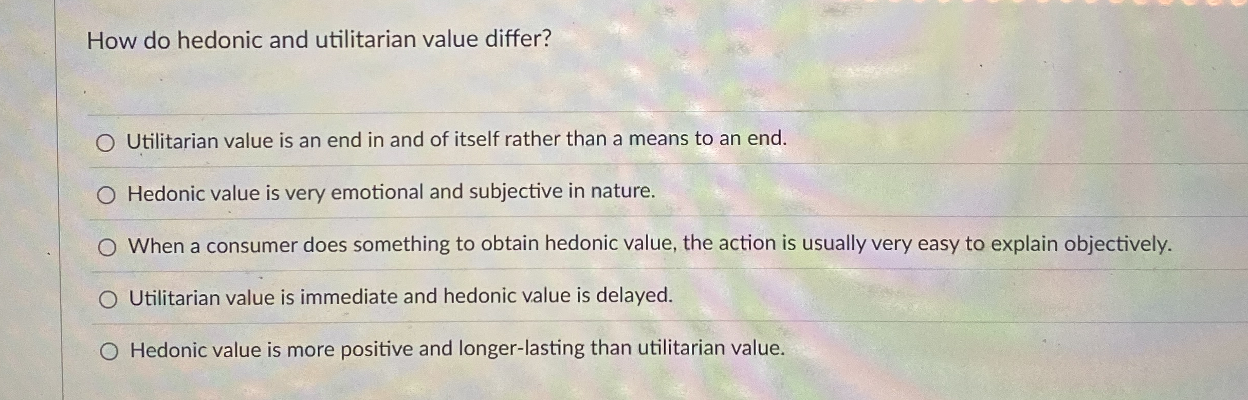 How do hedonic and utilitarian value differ?