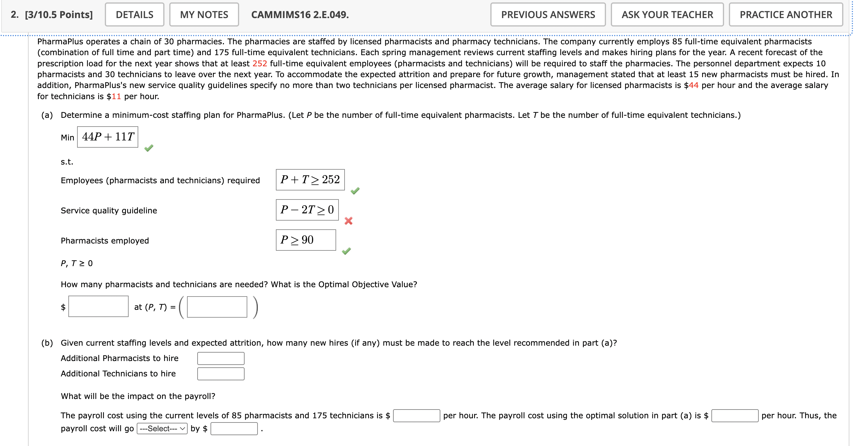 for technicians is \ ( \ $ 1 1 \ ) per hour. ( a