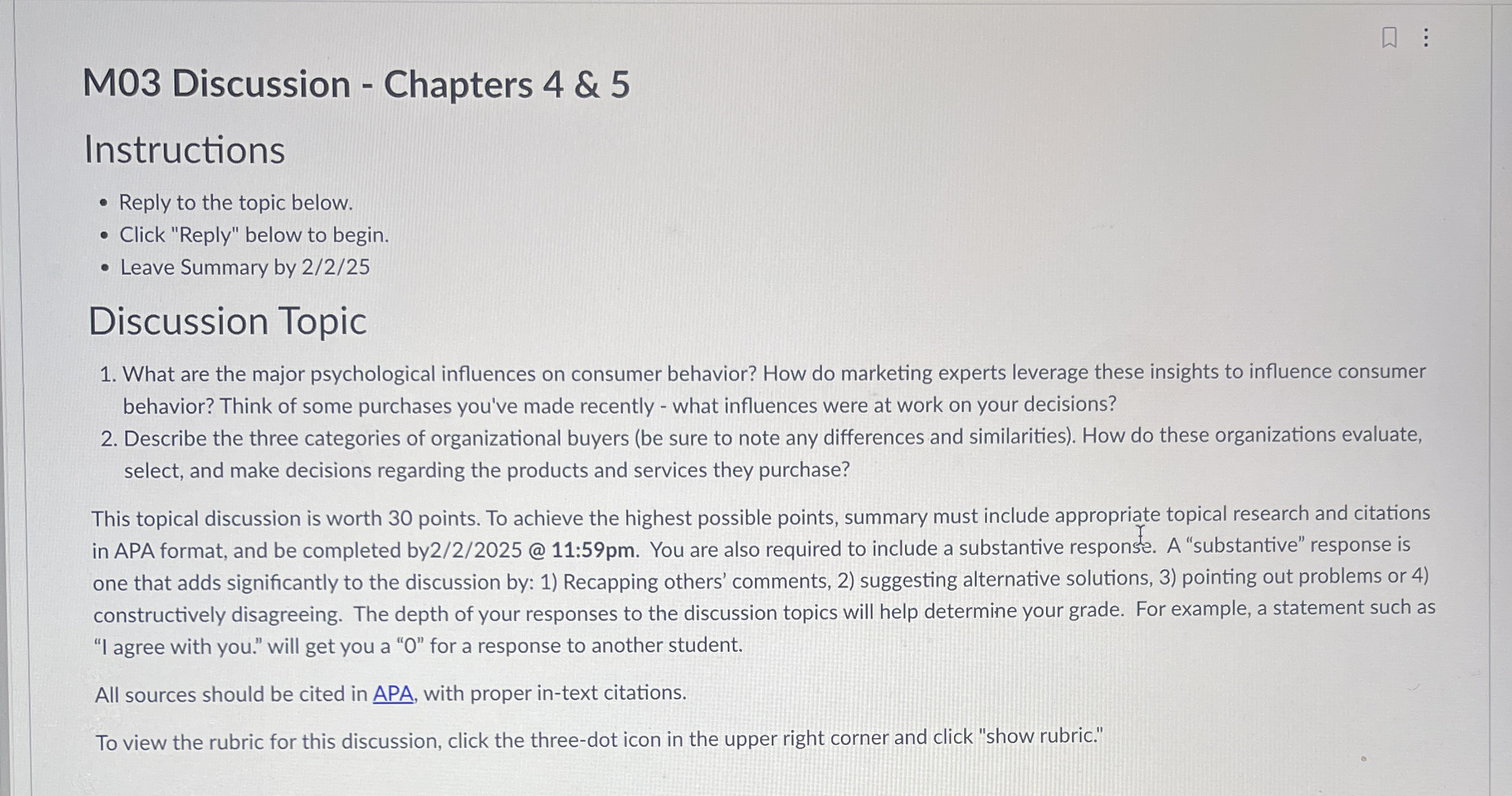 M 0 3 Discussion - Chapters 4 & 5 Instructions