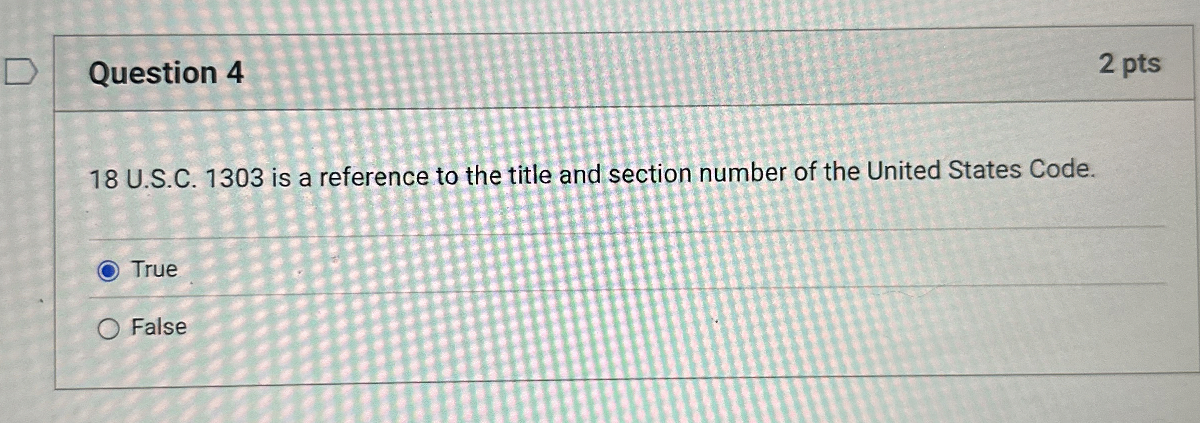 Question 4 2 pts 1 8 U . S . C . 1 3 0 3 is a