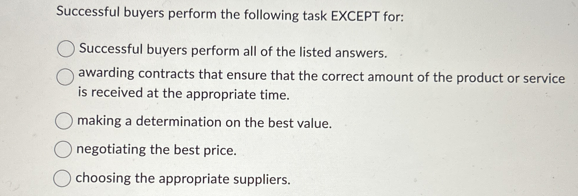 Successful buyers perform the following task