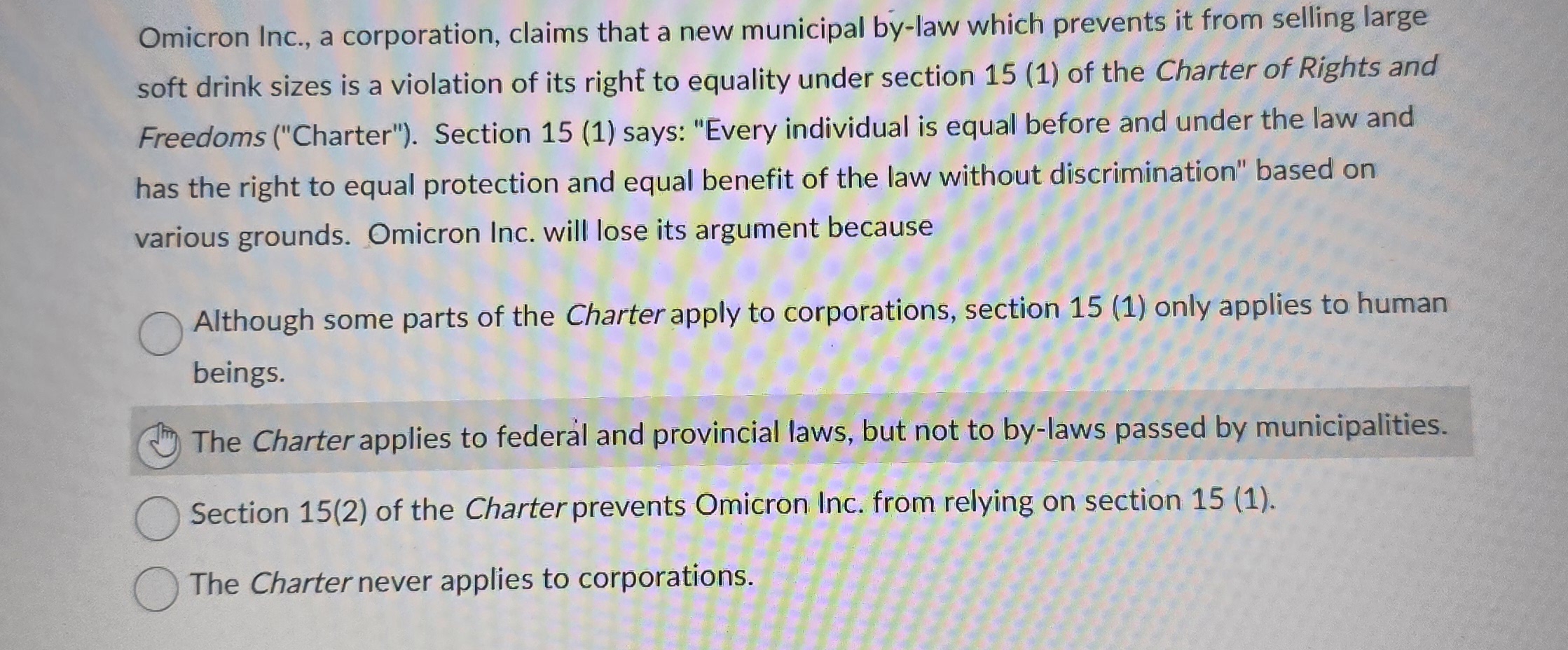 Omicron Inc., a corporation, claims that a new