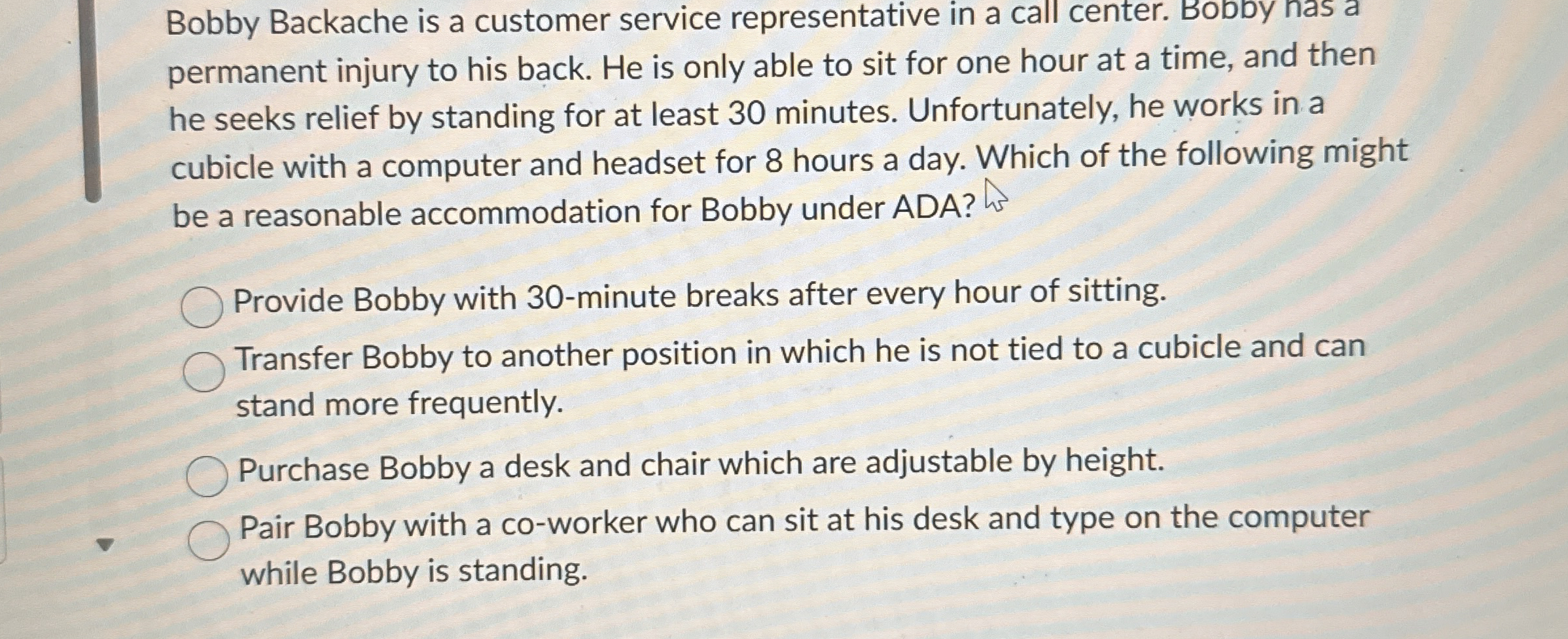 Bobby Backache is a customer service