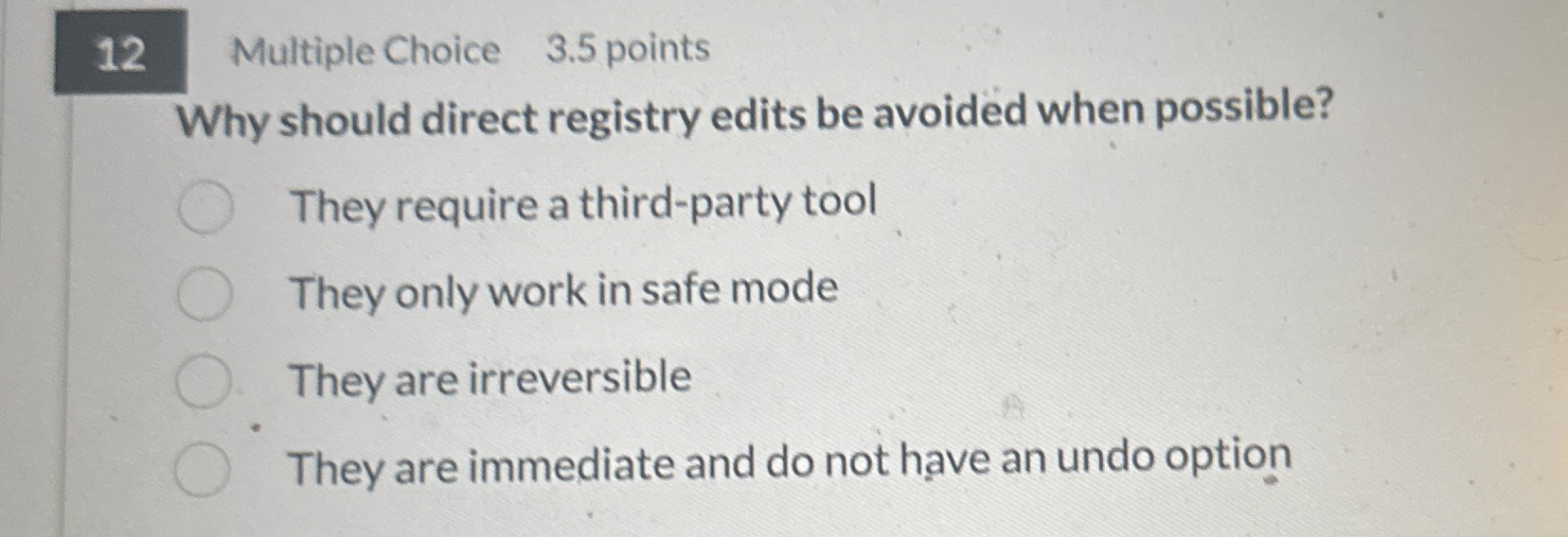 1 2 Multiple Choice 3 . 5 points Why should