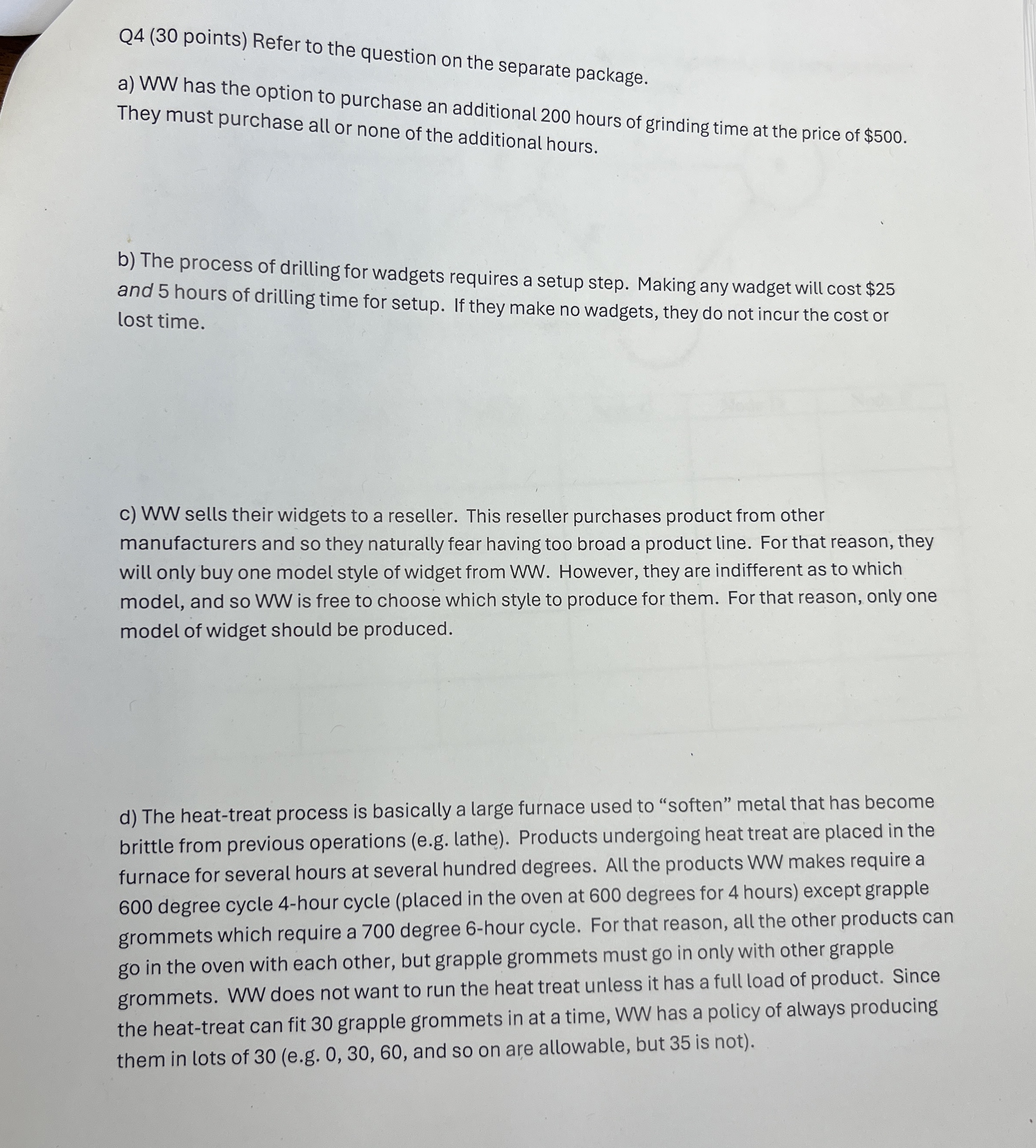 ( 3 0 points ) Way's Widgets ( WW ) is a small