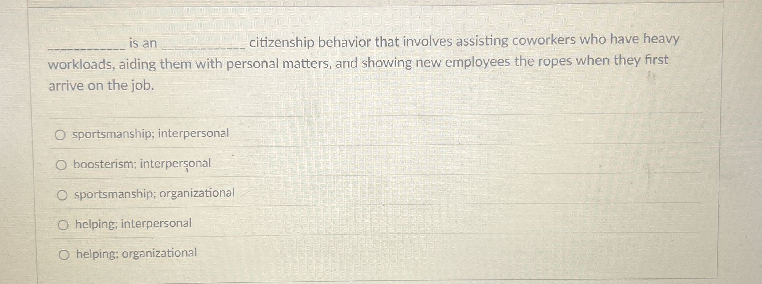 is an q , citizenship behavior that involves