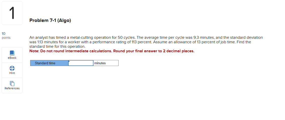 Please Help! Problem 7 - 1 ( Algo ) An analyst