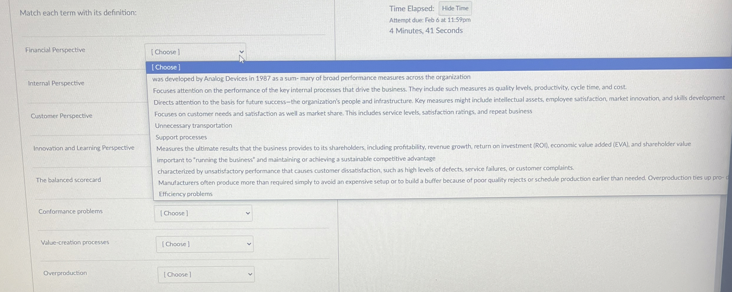 Match each term with its definition: Time