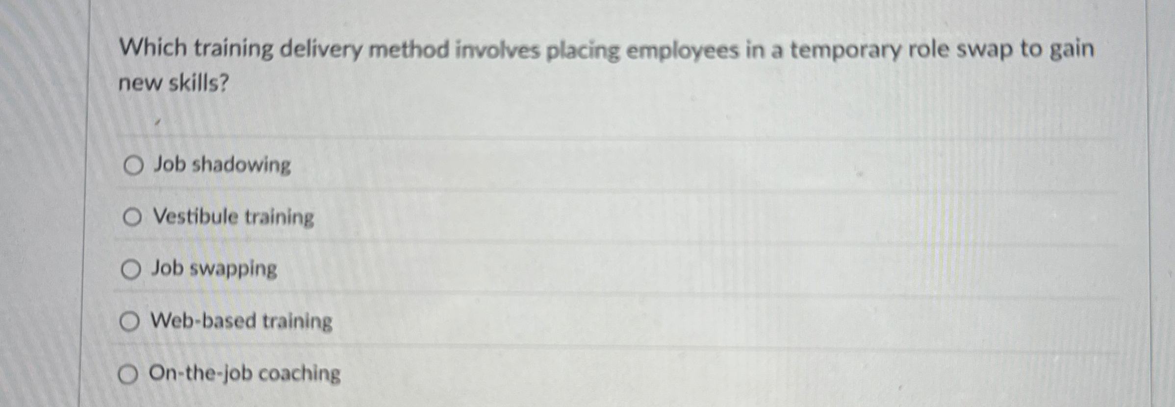 Which training delivery method involves placing
