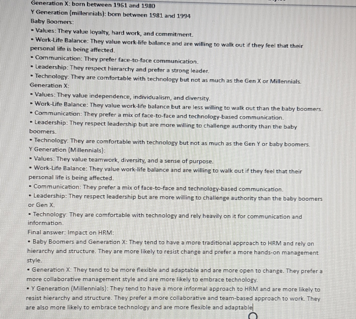 Generation X: born between 1 9 6 1 and 1 9 8 0 Y