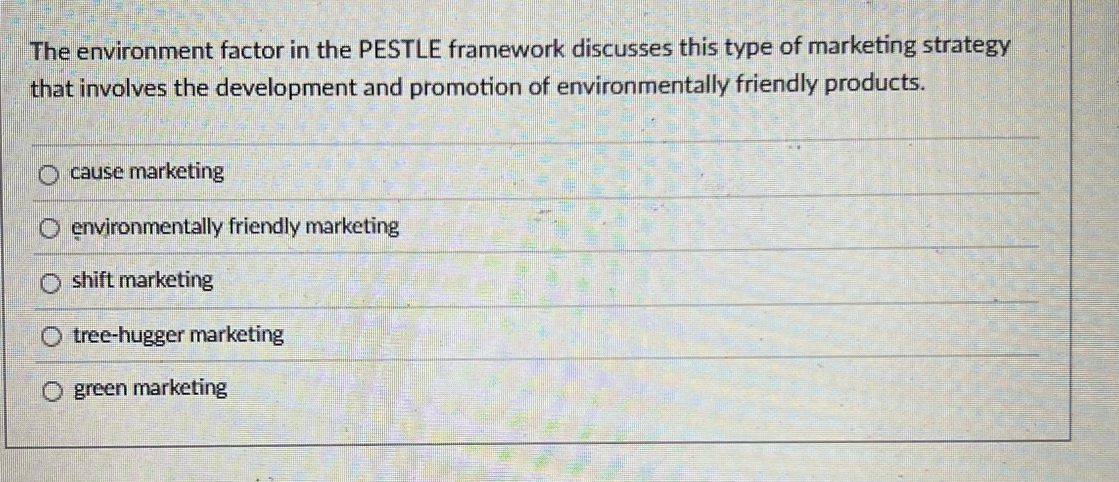 The environment factor in the PESTLE framework