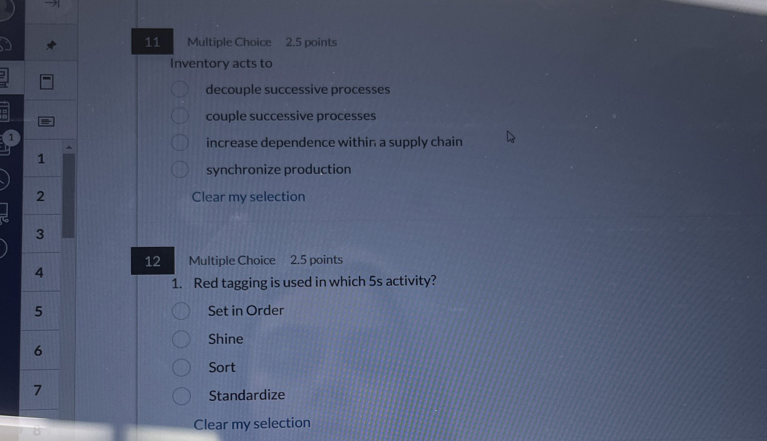 1 1 Multiple Choice 2 . 5 points Inventory acts