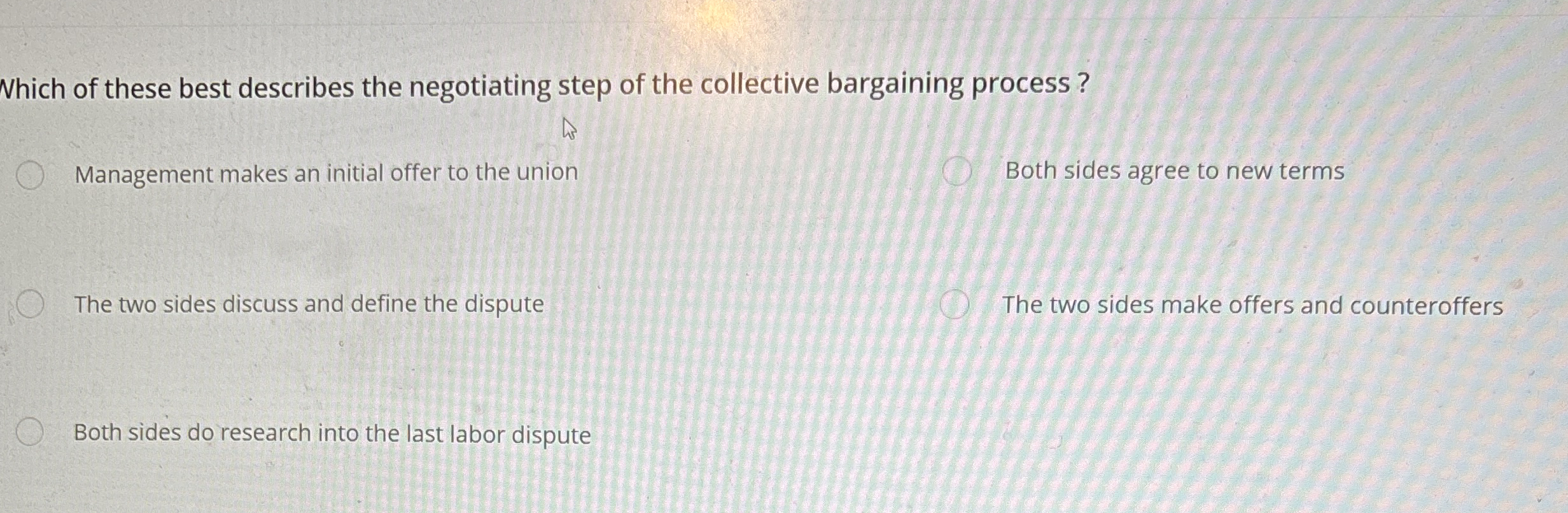 Which of these best describes the negotiating