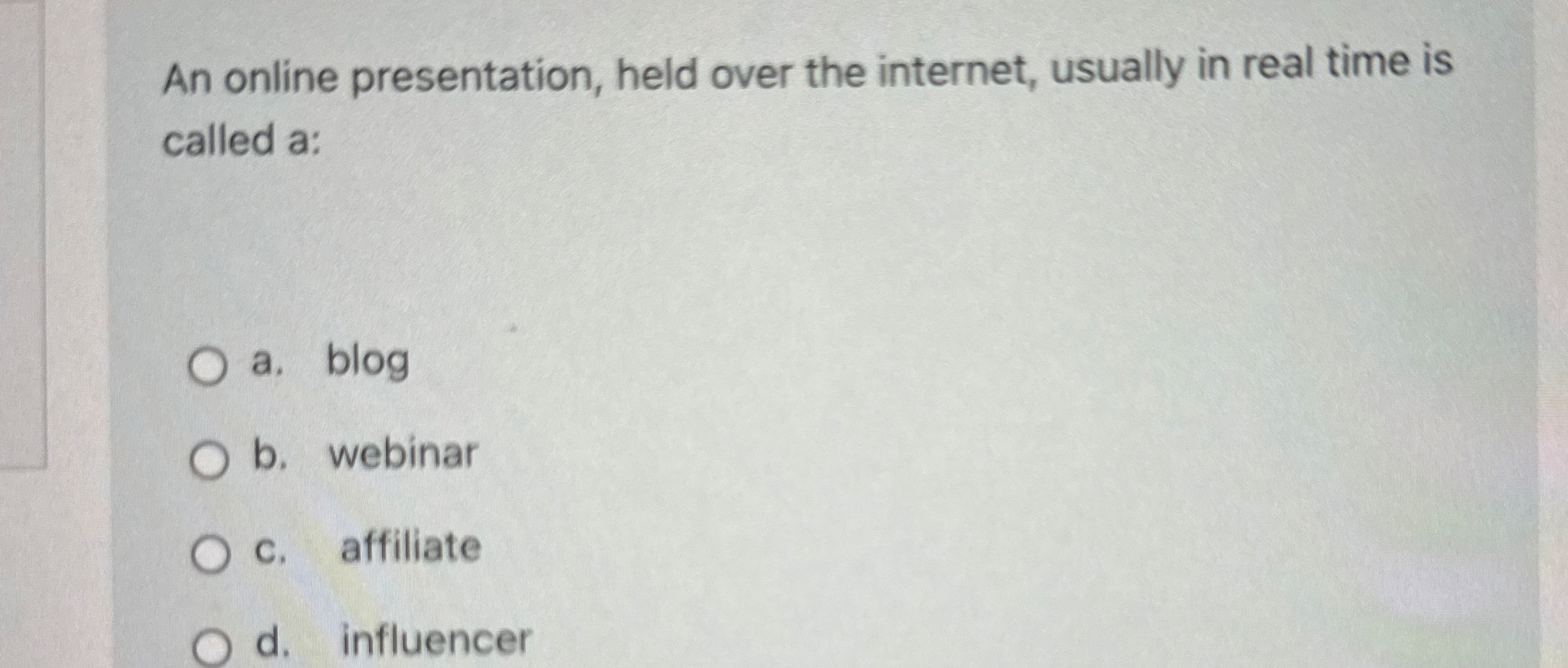 An online presentation, held over the internet,