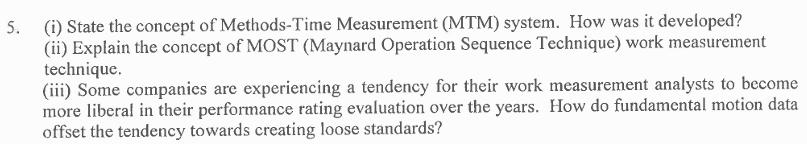 ( i ) State the concept of Methods - Time