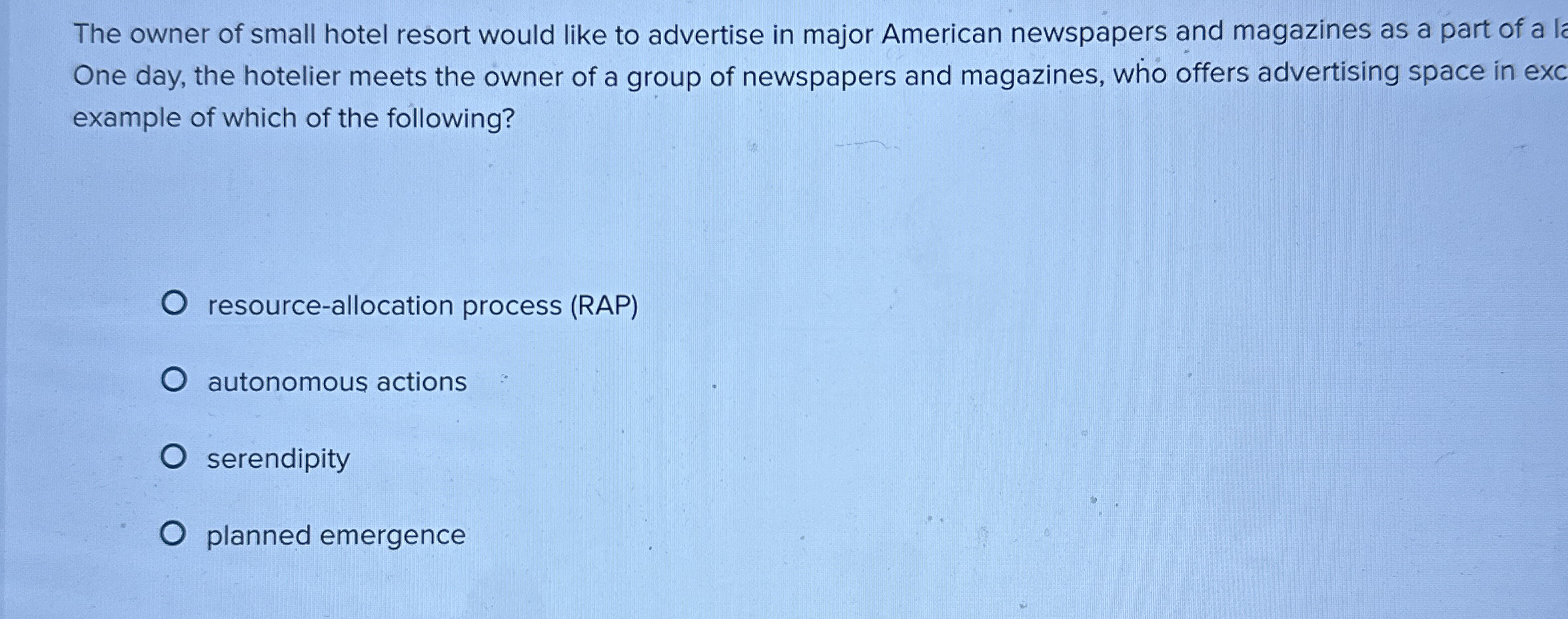 The owner of small hotel resort would like to