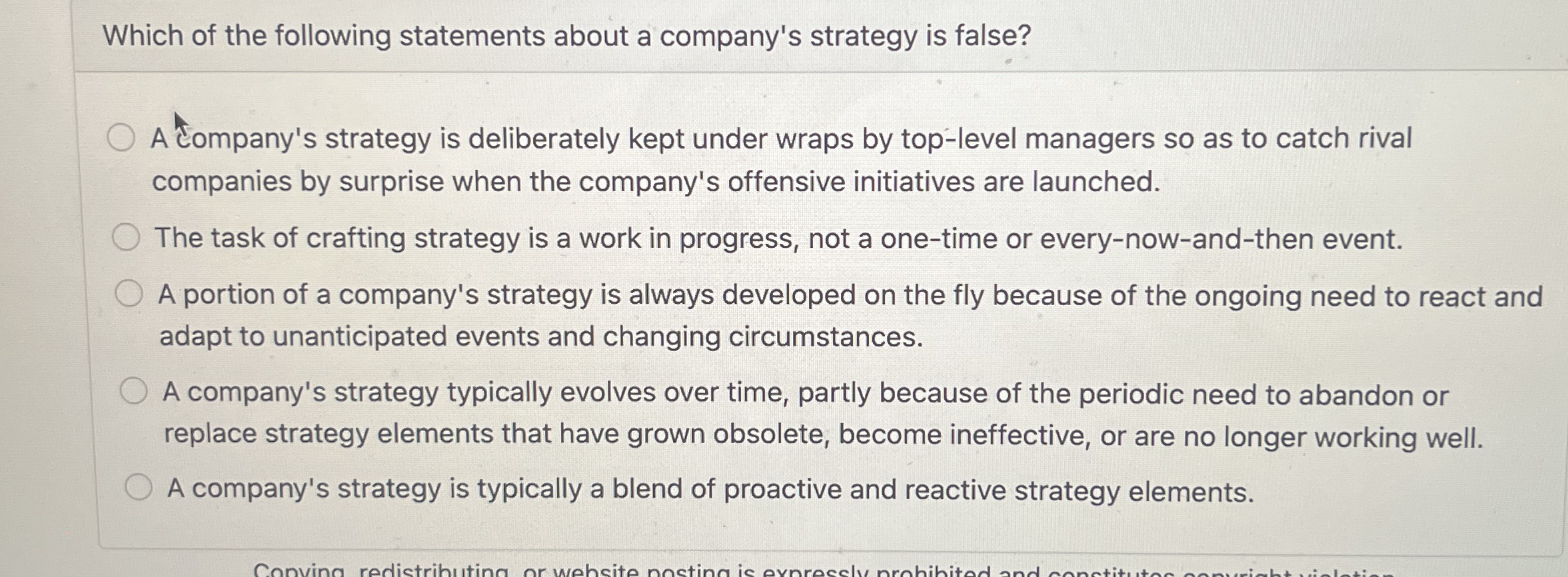 Which of the following statements about a