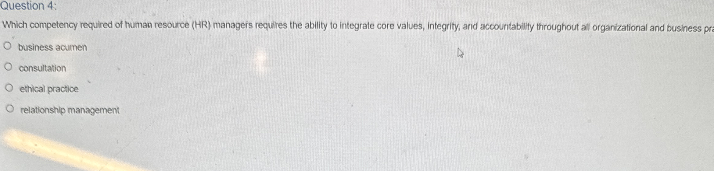 Question 4 : Which competency required of human