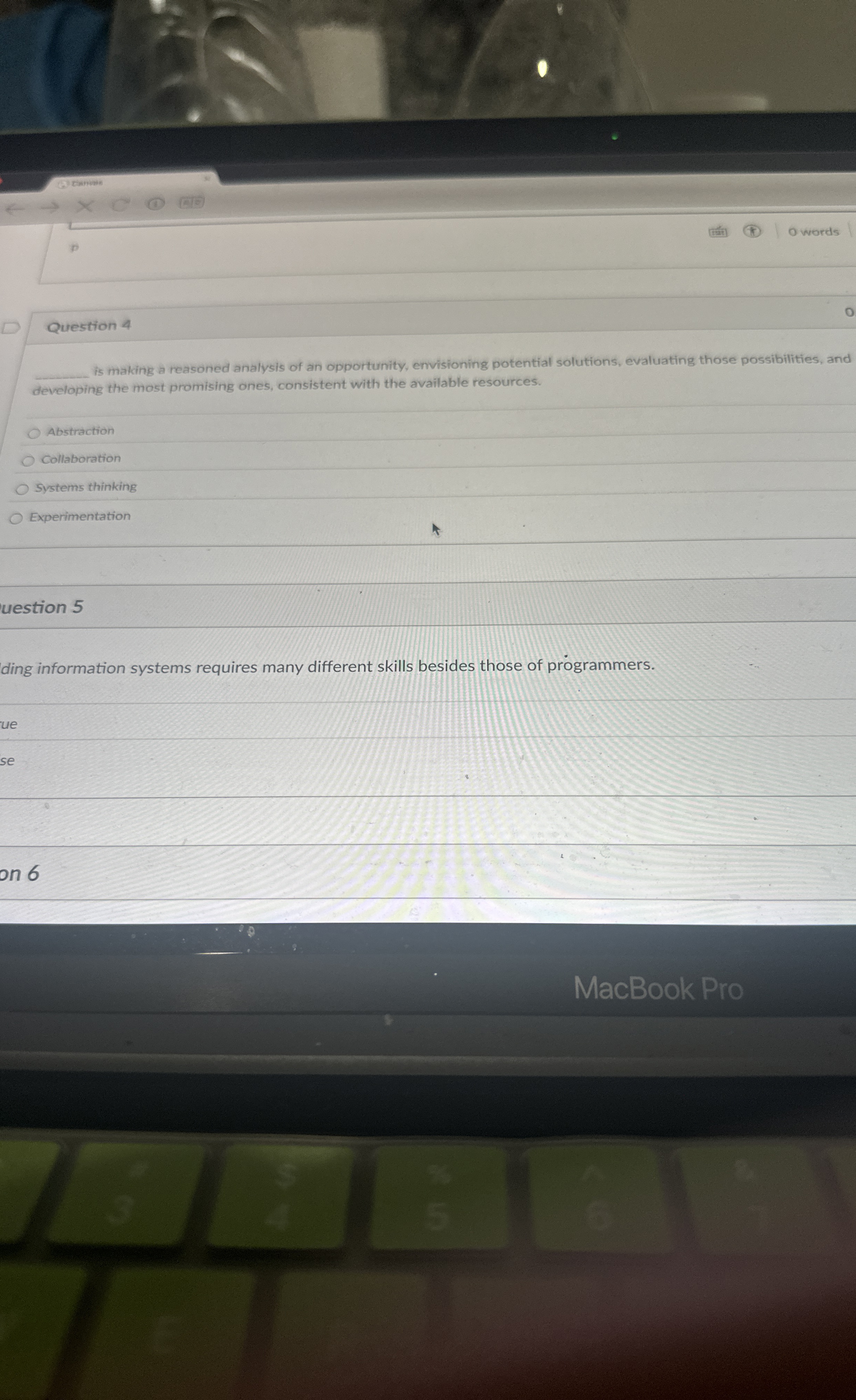 ( a ) timplens ( 1 ) a words p Question 4 q , is