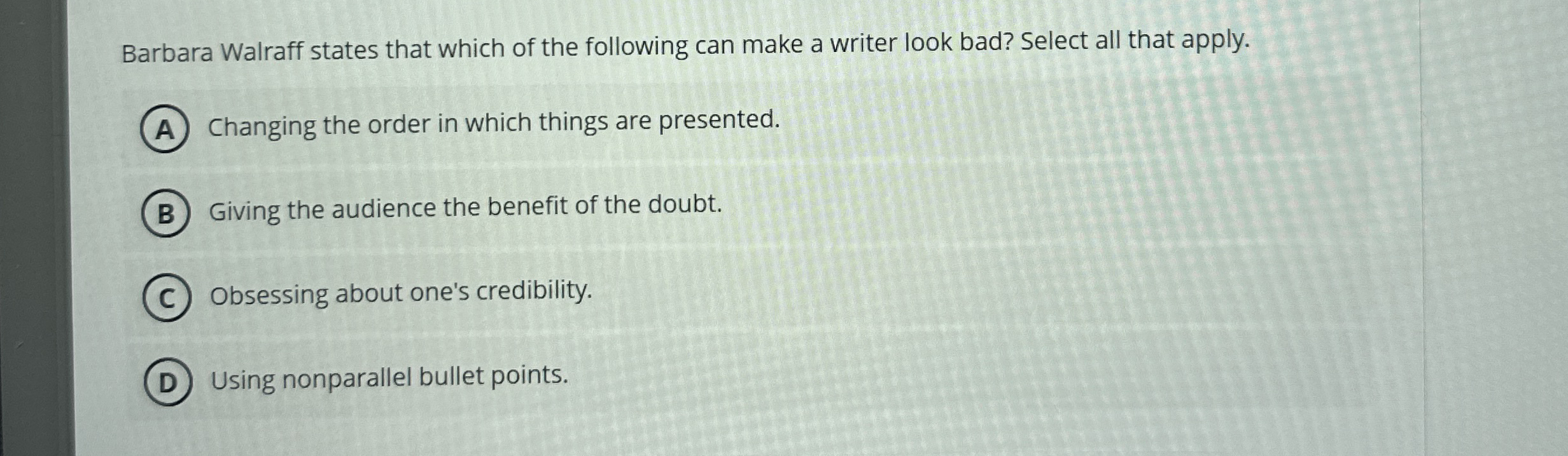 Barbara Walraff states that which of the