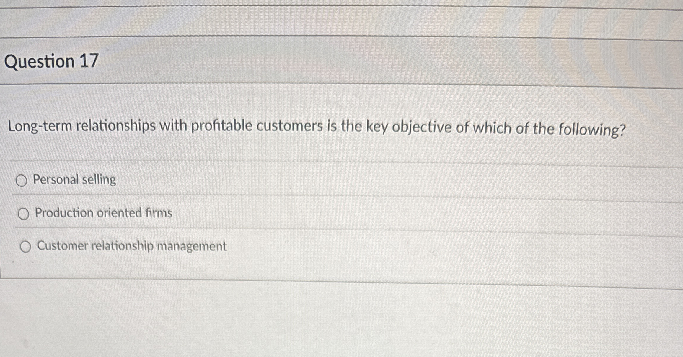 Question 1 7 Long - term relationships with