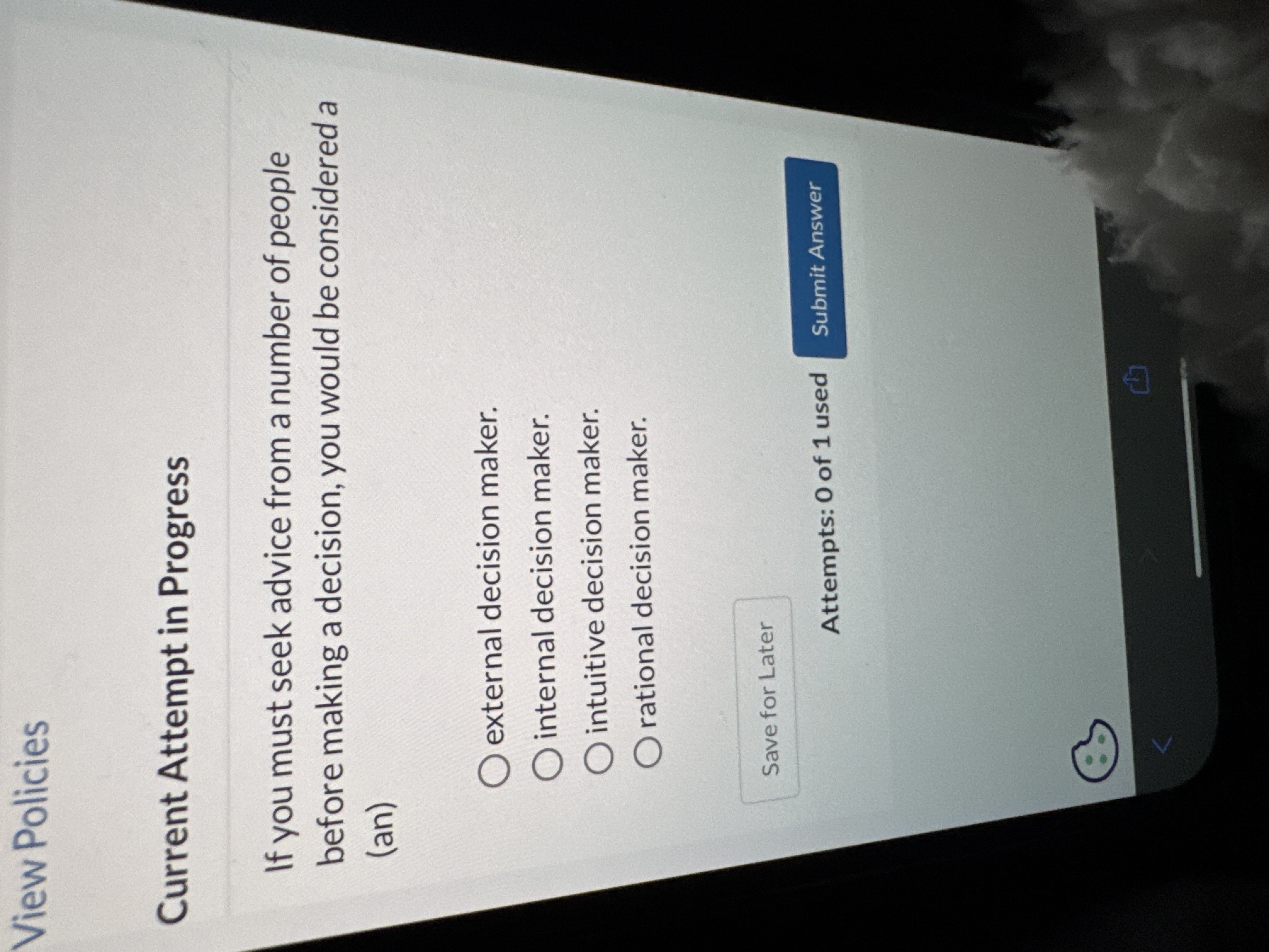 Current Attempt in Progress If you must seek