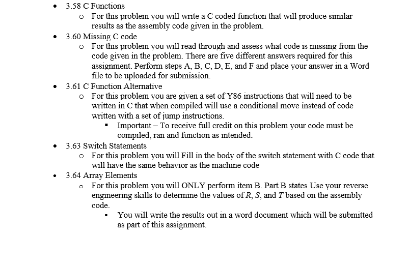 3 . 5 8 C Functions For this problem you will