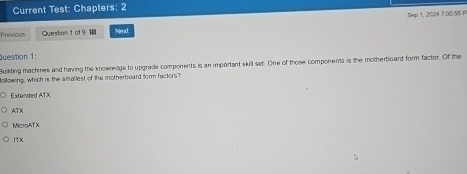 Current Test: Chapters: 2 Bukng mactines and