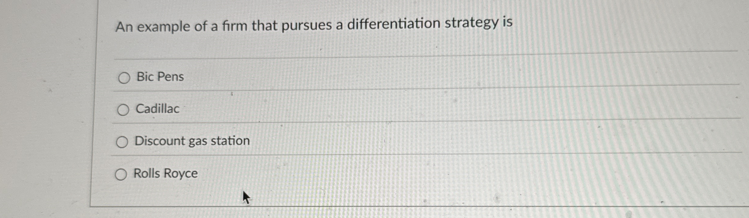 An example of a firm that pursues a