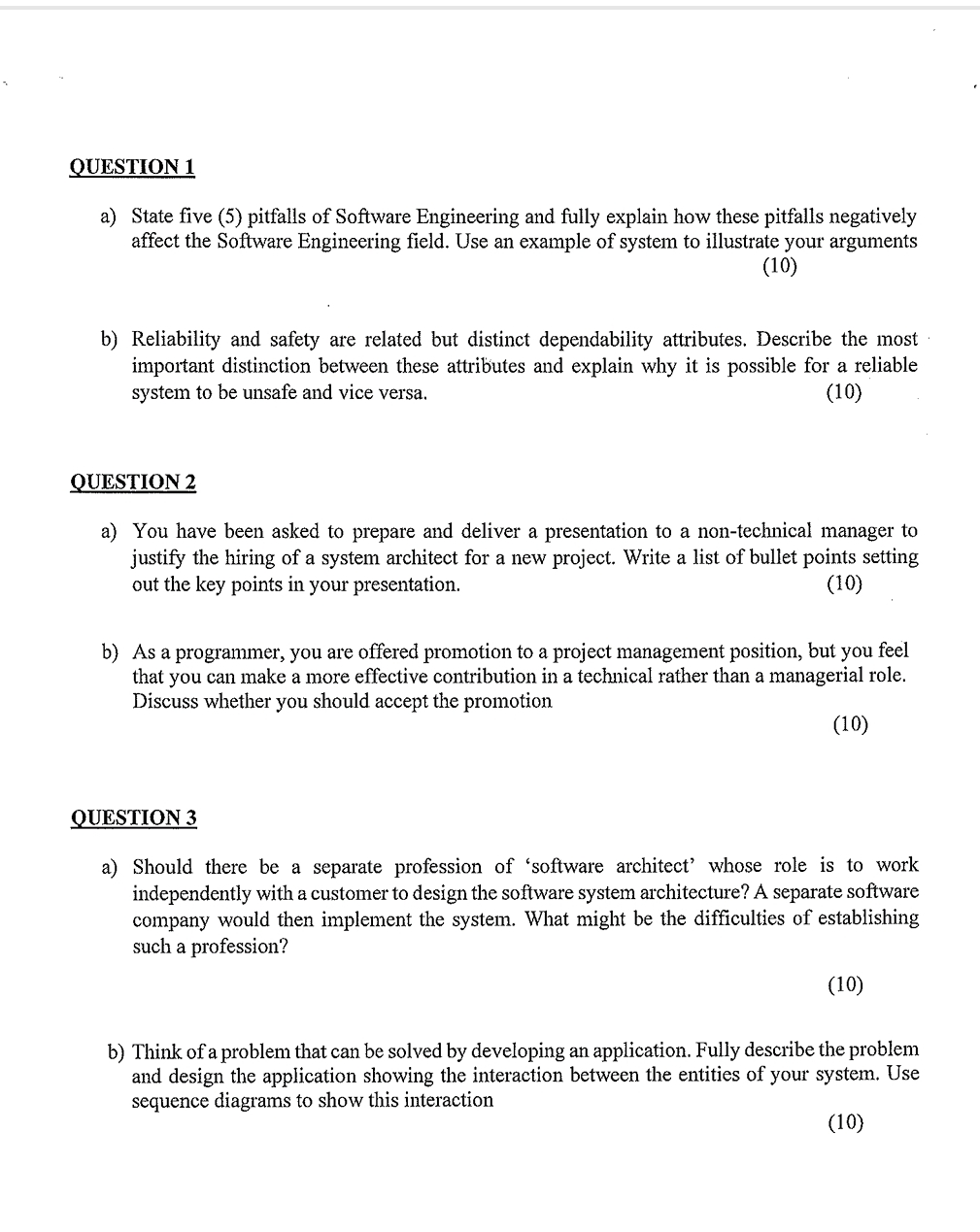 QUESTION 1 a ) State five ( 5 ) pitfalls of