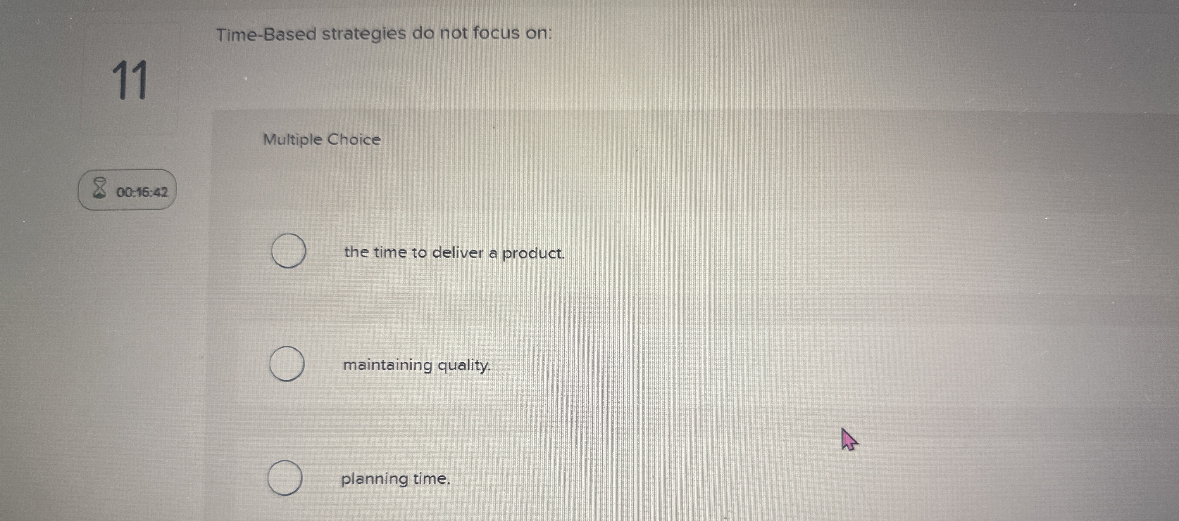 Time - Based strategies do not focus on: 1 1
