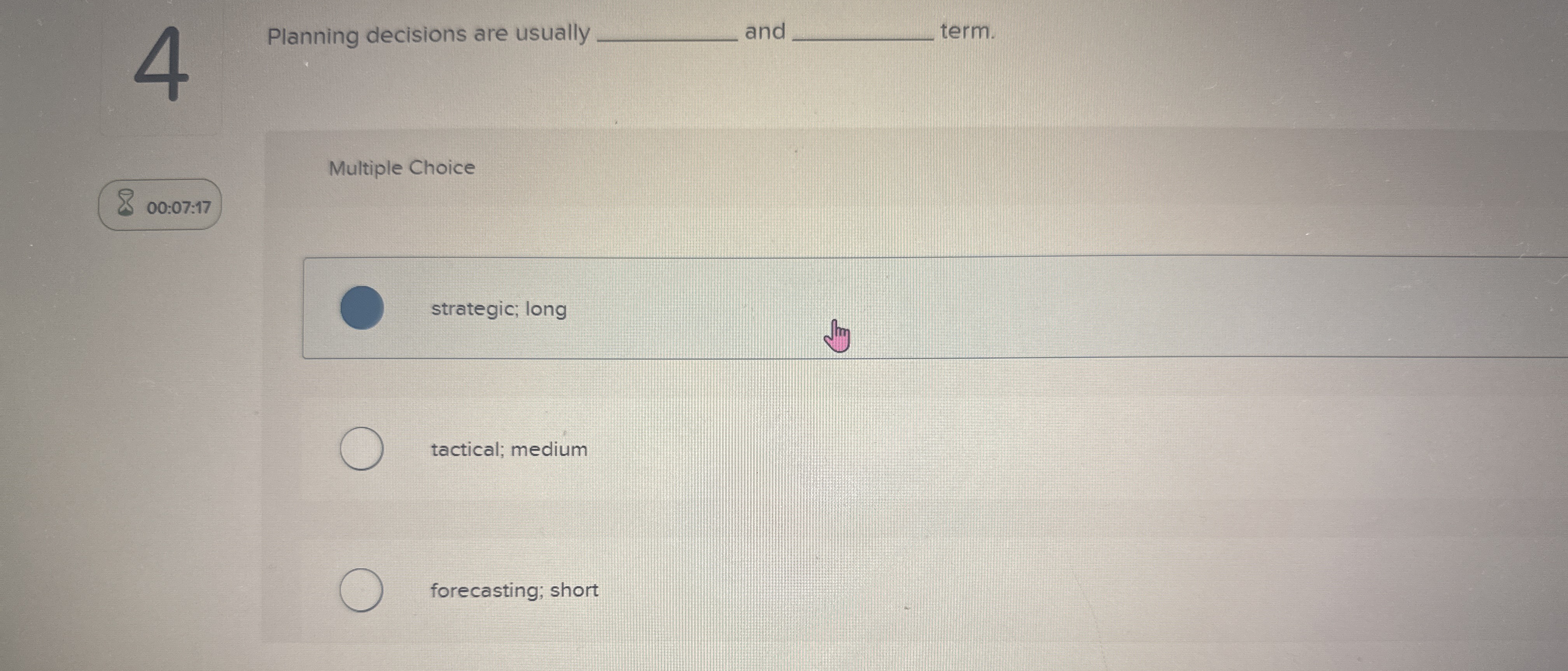 4 Planning decisions are usually and term.