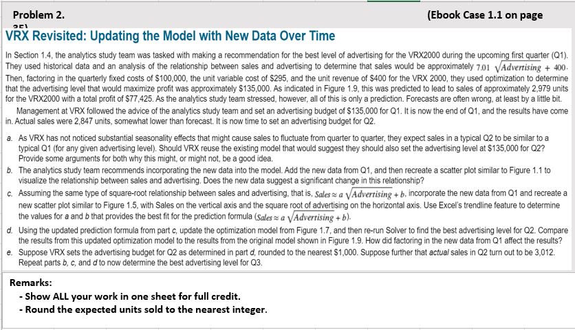 Problem 2 . ( Ebook Case 1 . 1 on page 3 VRX