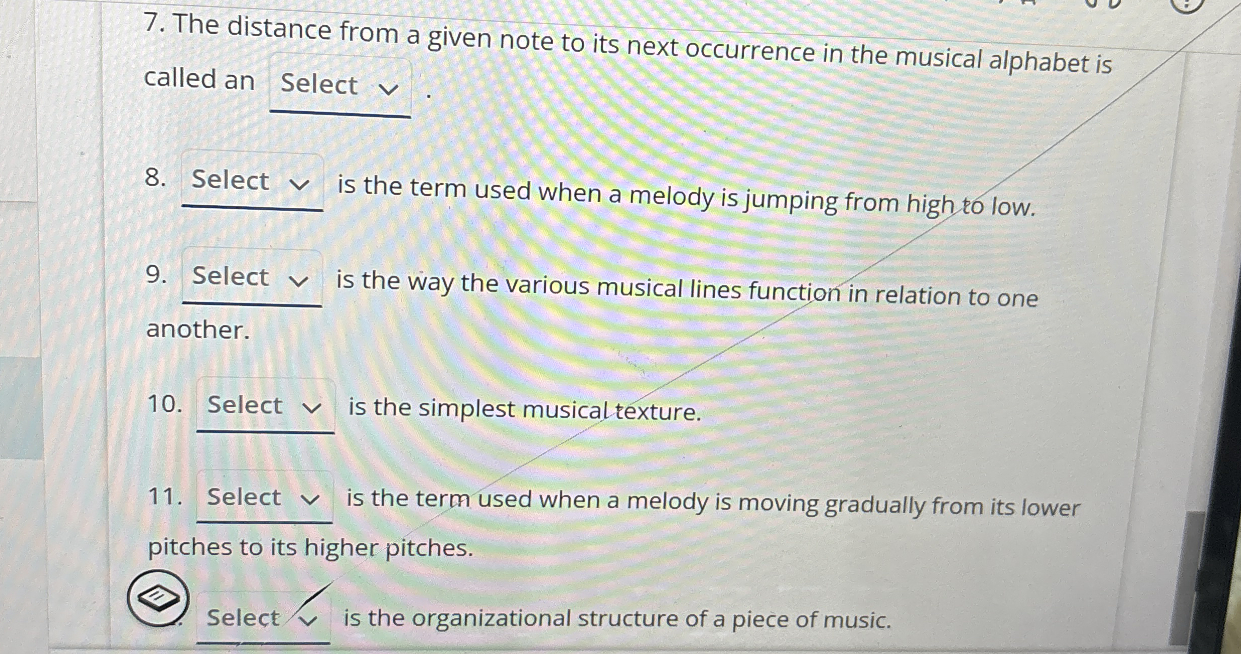 The distance from a given note to its next