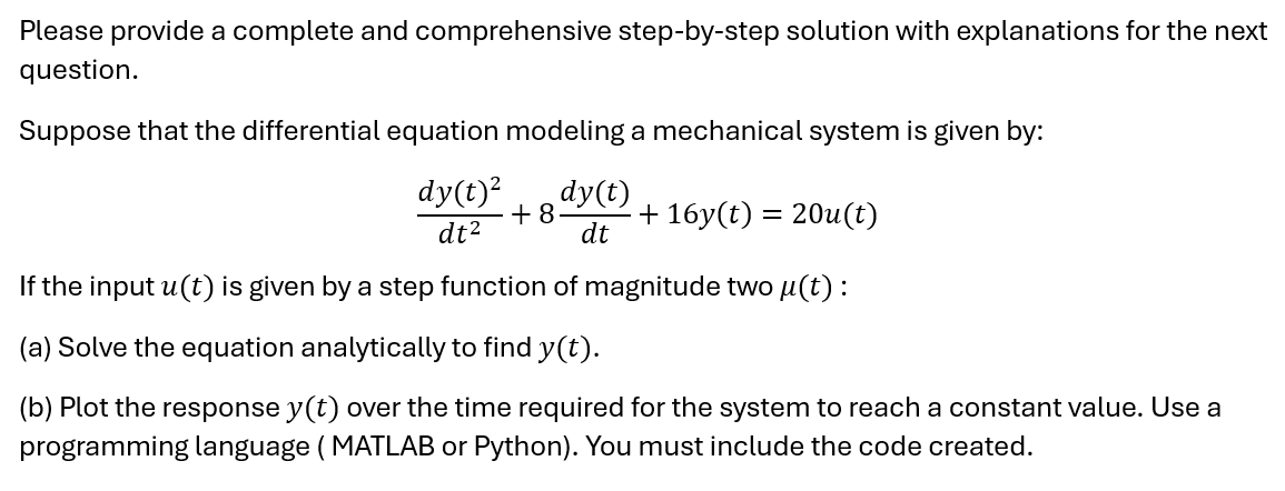 Please provide a complete and comprehensive step